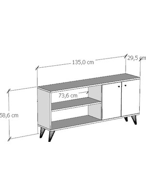 Moonlife Lorens Tv Sehpası Beyaz Siyah