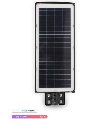 Ack 240 LED Li LED Solar Sokak Armatürü Siyah Kasa 6500K Beyaz Işık 3.2V 120W