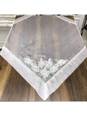 Oya Home Fransız Dantelli Boncuklu Organze Bohça -100 x 100 cm