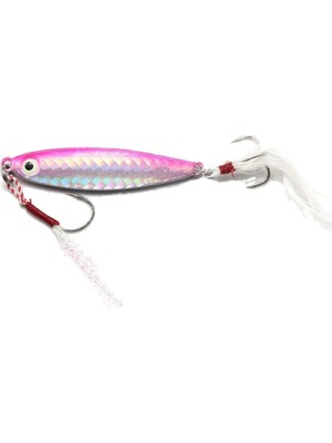 Profisher Metal Demir Plaka Tüy Deniz Gövde 1 Kanca ve Kuyrukta 3 Iğneli Keskin Kanca 15G Pembe