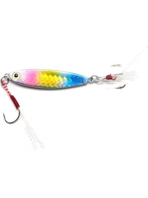 Profisher Metal Demir Plaka Tüy Deniz Gövde 1 Kanca ve Kuyrukta 3 Iğneli Keskin Kanca 15G Gökkuşağı