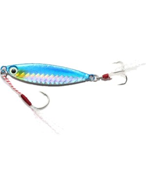 Profisher Metal Demir Plaka Tüy Deniz Gövde 1 Kanca ve Kuyrukta 3 Iğneli Keskin Kanca 15G Mavi