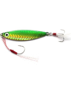 Profisher Metal Demir Plaka Tüy Deniz Gövde 1 Kanca ve Kuyrukta 3 Iğneli Keskin Kanca 15G Yeşil