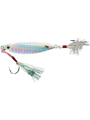 Profisher Metal Demir Plaka Tüy Deniz Gövde 1 Kanca ve Kuyrukta 3 Iğneli Keskin Kanca 15G Beyaz