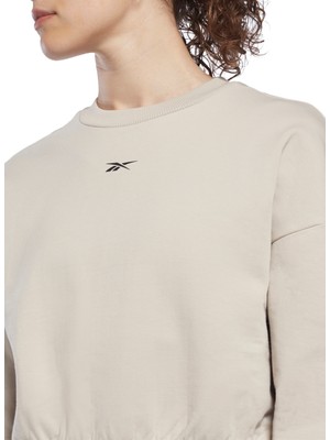 Reebok H49091 Ts Dreamblend Cotton ml Bisiklet Yaka Normal Kalıp Düz Bej Kadın Sweatshirt