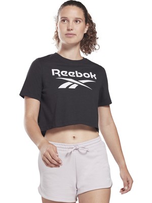 Reebok Bisiklet Yaka Düz Siyah Kadın T-Shirt HB2276 Rı Bl Crop Tee