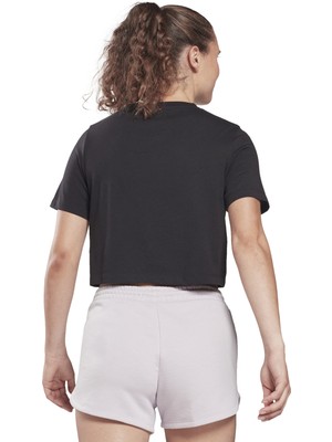 Reebok Bisiklet Yaka Düz Siyah Kadın T-Shirt HB2276 Rı Bl Crop Tee