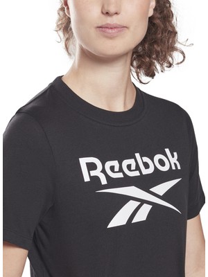 Reebok Bisiklet Yaka Düz Siyah Kadın T-Shirt HB2276 Rı Bl Crop Tee