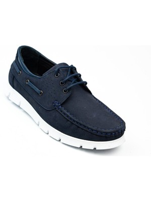 Nobel 1075 Bağcıklı Lacivert Nubuk Deri Erkek Günlük Ayakkabı