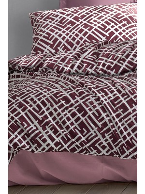 Evlen Home Collection Luan Pamuklu Nevresim Takımı Çift Kişilik (4 Parça) Krem Bordo Nevresim Seti