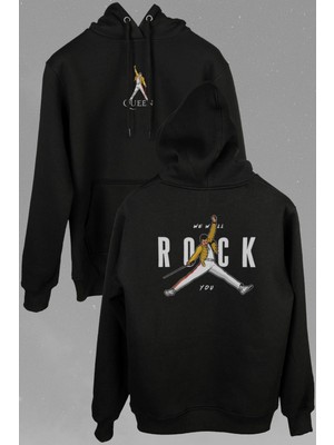 Kendim Seçtim Freddie Mercury We Will Rock You Queen Ön ve Arka Baskılı Sweatshirt Unisex Kapüşonlu Hoodie