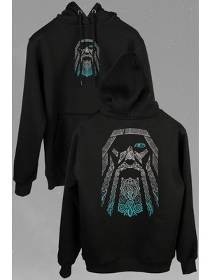 Kendim Seçtim Odin Vikings Logo Vikingler Ön ve Arka Baskılı Sweatshirt Unisex Kapüşonlu Hoodie