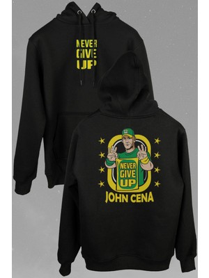 Kendim Seçtim John Cena Wwe Logo Never Give Up Amerika Güreş Ön ve Arka Baskılı Sweatshirt Unisex Kapüşonlu Hoodie