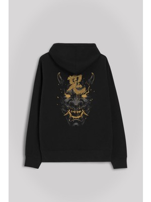 Kendim Seçtim Mask Hannya Demon Maske Japonca Japanese Ön ve Arka Baskılı Sweatshirt Unisex Kapüşonlu Hoodie