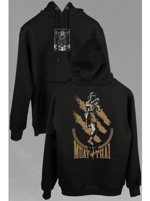 Kendim Seçtim Muay Thai Muaythai Kick Boks Boxing Uzak Doğu Ön ve Arka Baskılı Sweatshirt Unisex Kapüşonlu Hoodie