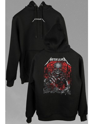Kendim Seçtim Metallica Rock Red Metal Music Kırk James Lars Ön ve Arka Baskılı Sweatshirt Unisex Kapüşonlu Hoodie