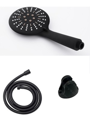 Blackfit Mat Siyah 3 Fonksiyonlu Duş Seti Tasarruflu Duş Başlığı Hortum Mafsal