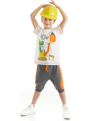 Denokids Dino At Work Erkek Çocuk T-shirt Kapri Şort Takım