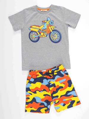 Mushi Motosiklet Kamuflaj Erkek Çocuk T-Shirt Şort Takım10