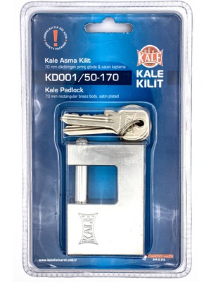 Kale Kilit Kale Yatay Pirinç Asma Kilit (Saten) 70  Mm KD001/50-170