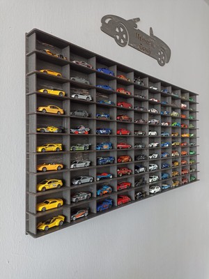 Cr Design Ahşap Araba Rafı 100 'lü Dekoratif Eskitme Siyah 1/64 (Hotwheels ve Matchbox Arabalar Için Uygundur)