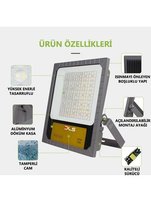 Dls 200W Led Projektör Park Bahçe Çevre Site Bina Tabela Dış Mekan Led Lamba