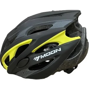 Moon Mv-29 Kask Işıklı - Mat Siyah Carbon Sarı - L