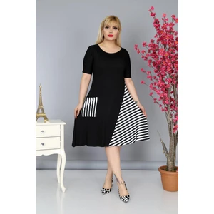 Büyük Beden Çaprazcep Viskonpenye Elbise