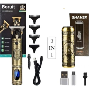 Magi Toptan Boruit Pro 2 In 1 Vintage Traş Makinesi Şarjlı Dijital Göstergeli Aliminyum Gövde