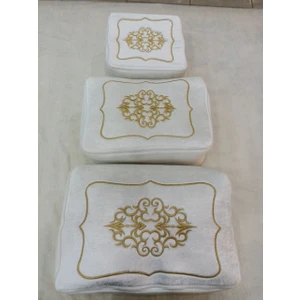 Çeyizlik Kadife Gold Işlemeli 3`lü Bohça Nişan Gelin Damat Hurcu