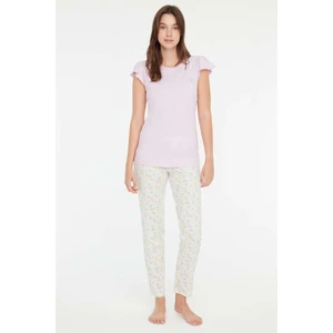 Mod Collection - Kadın Pembe Yuvarlak Yaka Pijama Takımı 3861