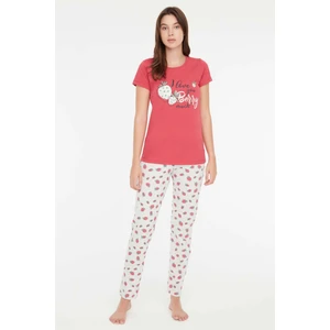 Mod Collection - Kadın Çilek Yuvarlak Yaka Pijama Takımı 3864