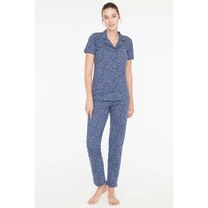 Mod Collection - Kadın Lacivert Boydan Patlı Pijama Takımı 3881