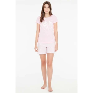 Mod Collection - Kadın Pembe T-Shirt Şort Takımı 3858