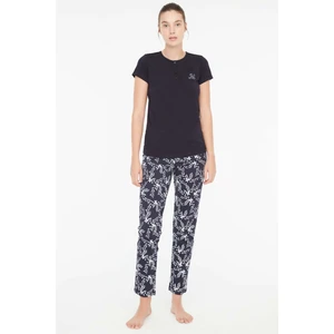 Mod Collection - Kadın Lacivert Patlı Pijama Takımı 3880