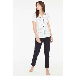 Mod Collection - Kadın Lacivert Boydan Patlı Pijama Takımı 3874