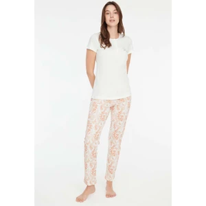 Mod Collection - Kadın Ekru Patlı Pijama Takımı 3854