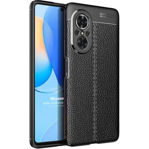 Huawei Nova 9 Se Kılıf Deri Dokulu Silikon Siyah