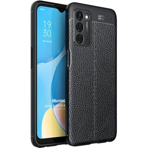 Oppo A55 5g Kılıf Deri Dokulu Silikon Siyah