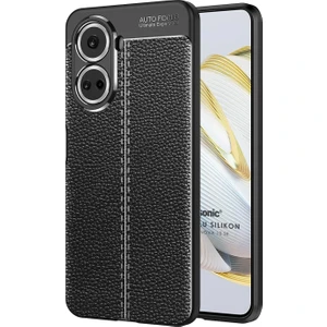 Huawei Nova 10 Se Kılıf Deri Dokulu Silikon Siyah