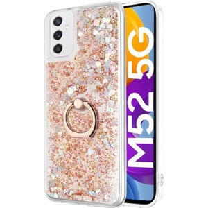 Samsung Galaxy M52 Kılıf Glitter Liquid Holder Gold