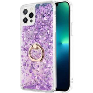 Apple iPhone 13 Pro Kılıf Glitter Liquid Holder Mor