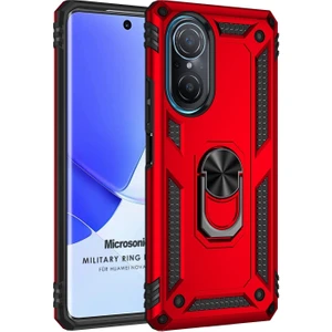 Huawei Nova 9 Se Kılıf Military Ring Holder Kırmızı