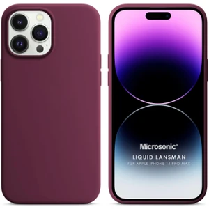Apple iPhone 14 Pro Max Kılıf Liquid Lansman Silikon Bordo