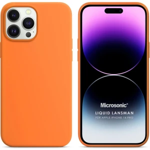 Apple iPhone 14 Pro Kılıf Liquid Lansman Silikon Turuncu