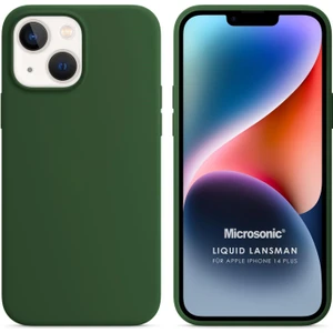 Apple iPhone 14 Plus Kılıf Liquid Lansman Silikon Koyu Yeşil