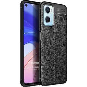 Oppo A36 Kılıf Deri Dokulu Silikon Siyah