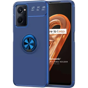 Oppo A76 Kılıf Kickstand Ring Holder Lacivert