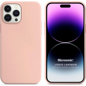 Apple iPhone 14 Pro Max Kılıf Liquid Lansman Silikon Kum Pembesi