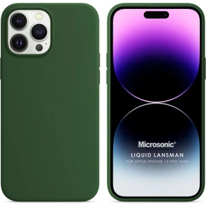 Apple iPhone 14 Pro Max Kılıf Liquid Lansman Silikon Koyu Yeşil